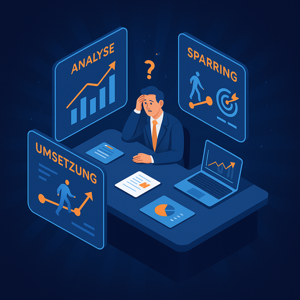 Überforderter Manager der Hilfe braucht