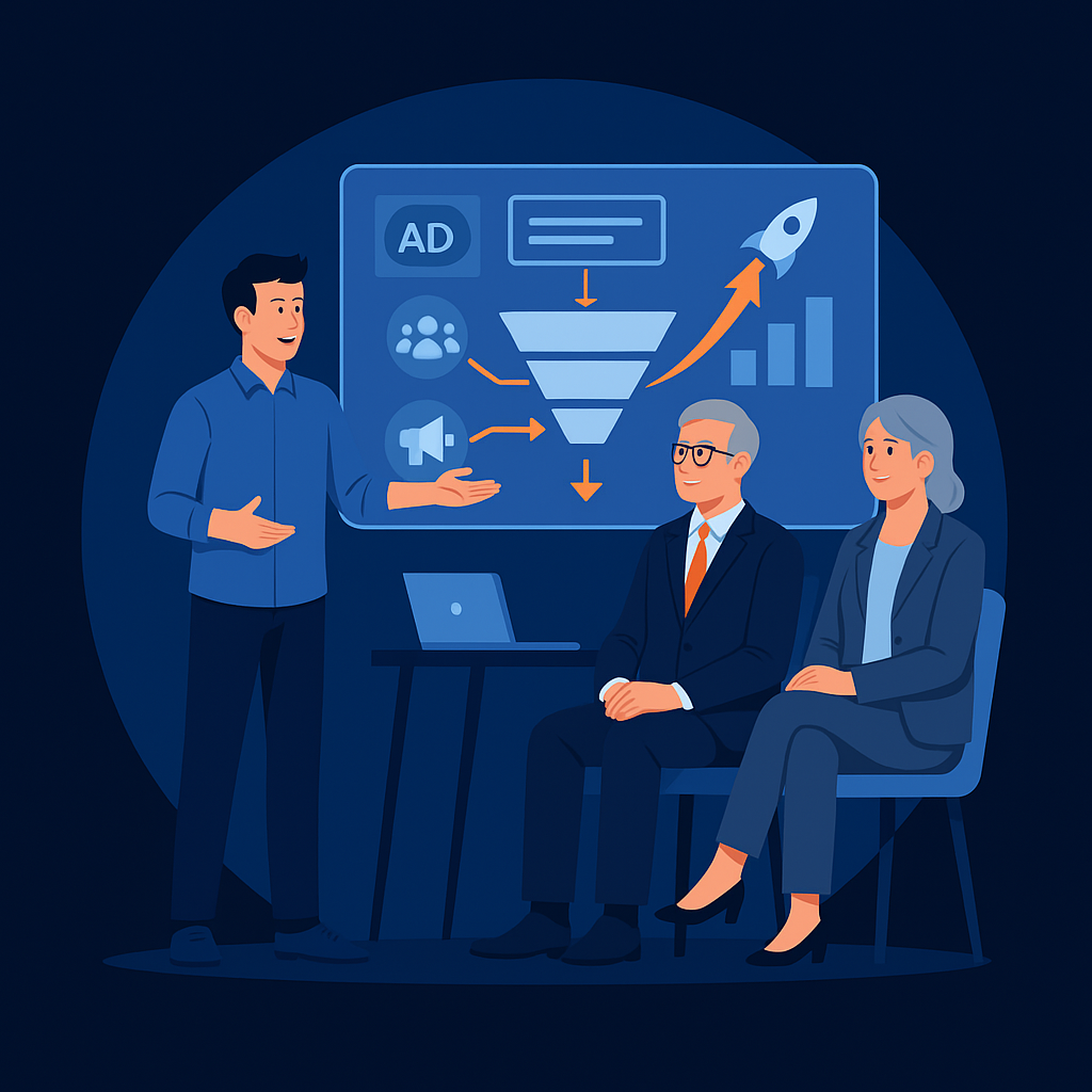 Berater der Führungskräften Online-Maßnahmen erläutert